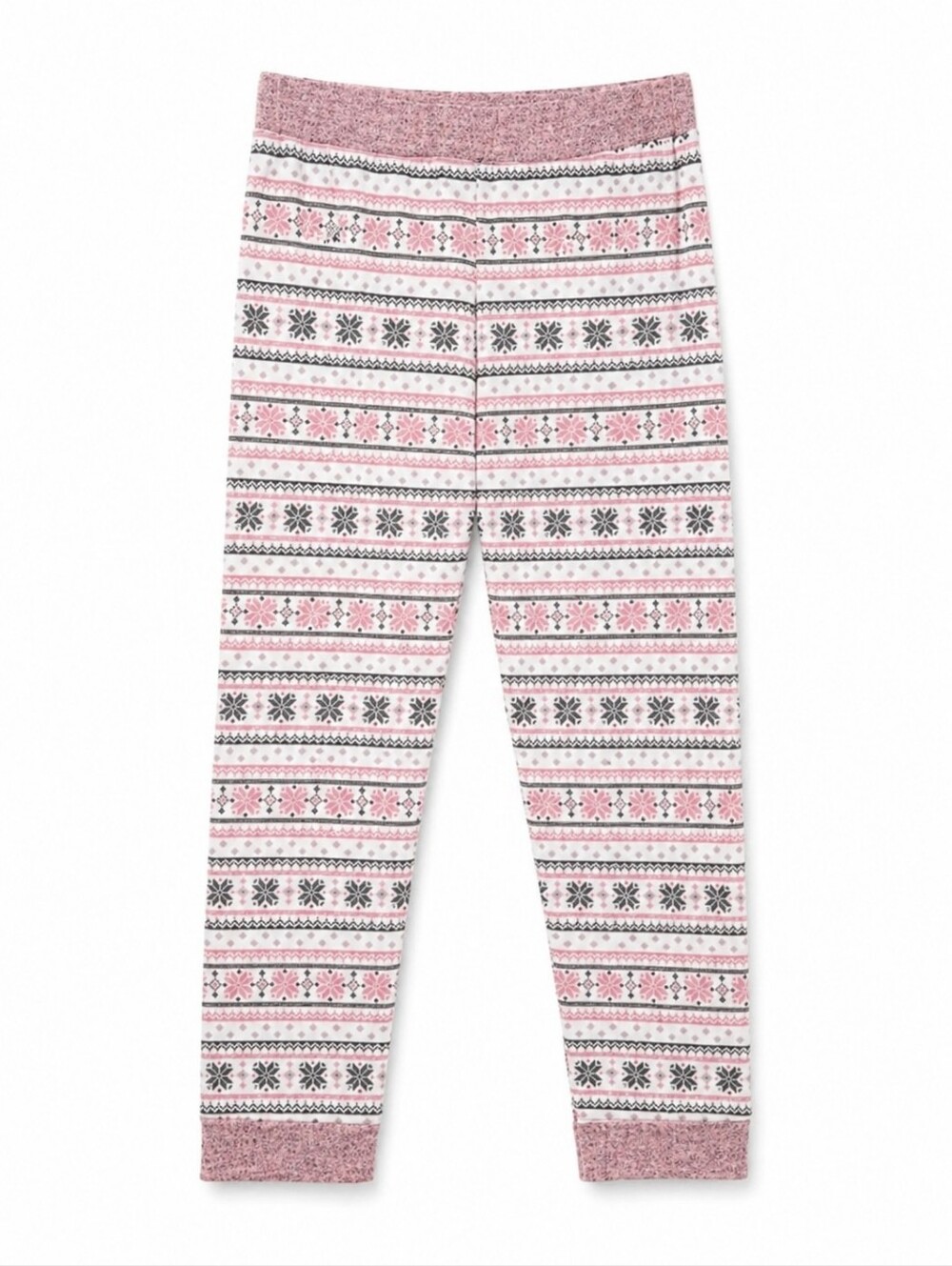 Ardene Pink Gray Fair Isle Snowflake Fleece Pajama Jogger Pants